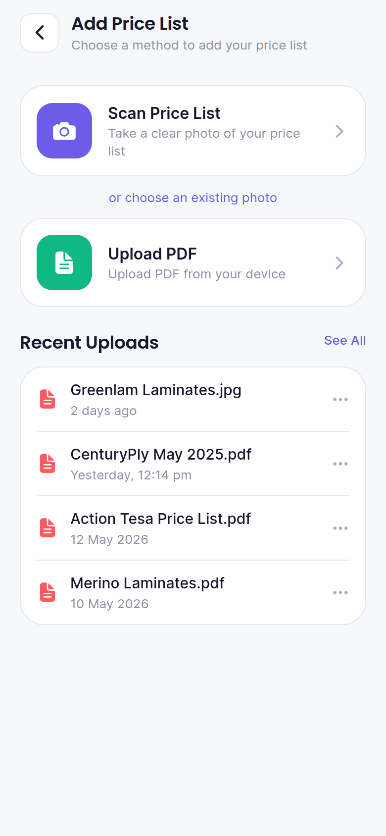 Adding a price list in Pricio AI